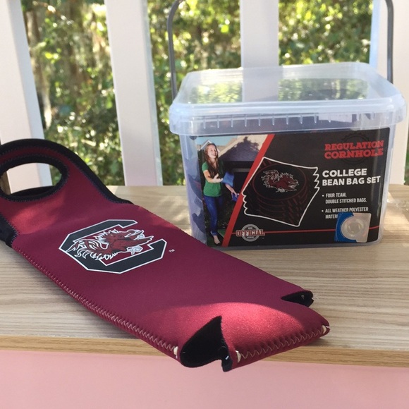 New USC Gamecock College Cornhole Bean Bag Toss Set & Wine Tote Bag - New in Box - Picture 2 of 9